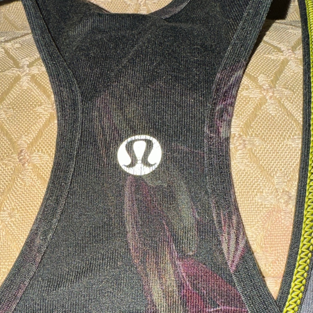 Lululemon Black and Purple Floral Racerback Tank Top EUC - Picture 7 of 7